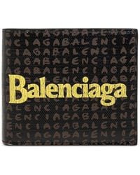 Balenciaga - Logo-Print Mini Bi-Fold Wallet - Lyst