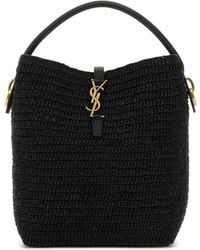 Saint Laurent - Bolso Bombonera Le 37 De Rafia Con Ribete De Piel - Lyst