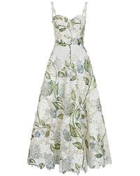 Oscar de la Renta - Porcelain-Flower Sleeveless Midi Dress - Lyst