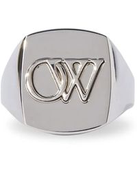 Off-White c/o Virgil Abloh - Ow-Embossed Signet Ring - Lyst