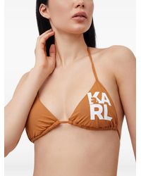 KARL LAGERFELD - Logo-Print Triangle Bikini Top - Lyst