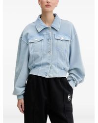 Moschino - Button-Fastening Cropped Denim Jacket - Lyst