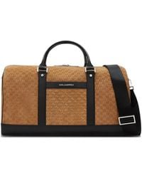 KARL LAGERFELD - Monogram Suede Weekender Bag - Lyst