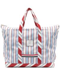 Thom Browne - Logo Patch Striped Tote Bag - Lyst