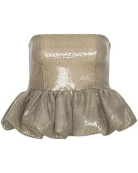 ROTATE BIRGER CHRISTENSEN - Sequin-Embellished Peplum Top - Lyst