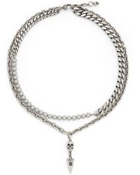 Alexander McQueen - Skull Halskette mit Perlen - Lyst