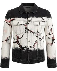 Dolce & Gabbana - Marble-Print Denim Jacket - Lyst