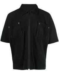 Homme Plissé Issey Miyake - Pleated Short-sleeves Zip-up Shirt - Lyst
