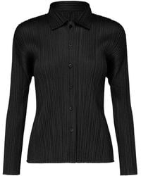 Pleats Please Issey Miyake - Pleated Button-Up Shirt - Lyst