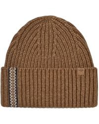 UGG - Ribbed-Knit Embroidered-Trim Beanie Hat - Lyst