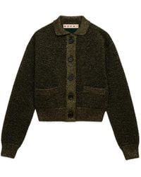 Marni - Cardigan En Laine Noire À Détails En Lurex - Lyst