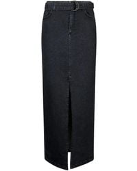 Liu Jo - Belt-Waist Denim Maxi Skirt - Lyst