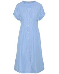 Calvin Klein - Striped Button-Down Midi Dress - Lyst
