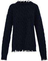 Akep - Cable-Knit Distressed Sweater - Lyst
