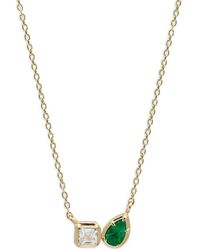 Anzie - Collier Mélia Serti D'Émeraude Et De Topaze Blanche - Lyst