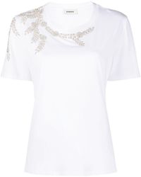 Sandro - Floral Rhinestone-embellished T-shirt - Lyst