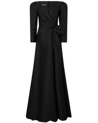 Alberta Ferretti - Maxi-Jurk Met Strik-Detail En V-Hals - Lyst