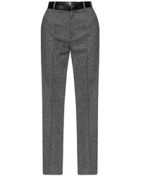 MM6 by Maison Margiela - Belted Melange-Effect Trousers - Lyst