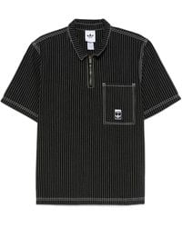 adidas - Striped Half-Zip Polo Shirt - Lyst