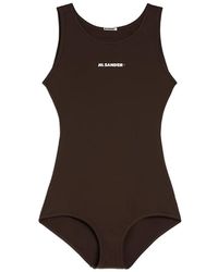 Jil Sander - Logo-Print Open-Back Swimsuit - Lyst