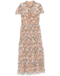 Self-Portrait - Sequin-Embellished Floral-Embroidered Midi Dress - Lyst