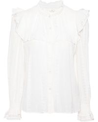 Isabel Marant - Embroidered-trim Ruffle Blouse - Lyst