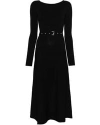 Patrizia Pepe - Belted Long-Sleeved Midi Day Dress - Lyst