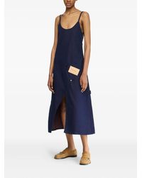 JW Anderson - Denim Midi-Jurk Met Vlakken - Lyst