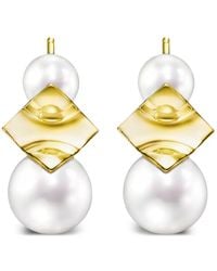 Tasaki - 18K M/G Square Leaf Pearl Earrings - Lyst