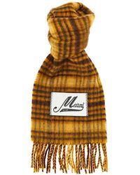 Marni - Checked Fringed Scarf - Lyst