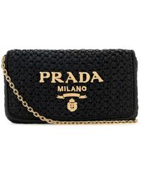 Prada - Triangle-Logo Woven Shoulder Bag - Lyst