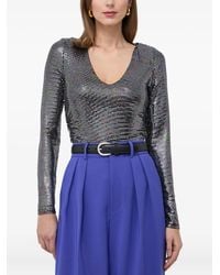 Guess - Sequin Long-Sleeve Top Blouse - Lyst
