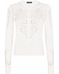 Dolce & Gabbana - Openwork-embroidery Silk Cardigan - Lyst