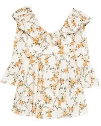 Agua Bendita - Ruffled Floral-Print Mini Dress - Lyst