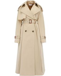 Alexander McQueen - Neutral Belted A-line Trench Coat - Women's - Cotton - Lyst