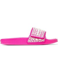 Jimmy Choo Fitz Pearl-embellished Slide Sandals in Pink | Lyst