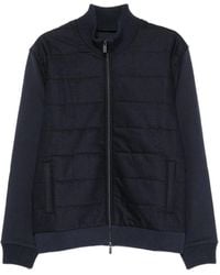 Fay - Quilted-Panel Zip-Up Sweater - Lyst
