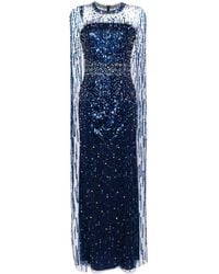 Jenny Packham - Lux Crystal-embellished Cape Gown - Lyst