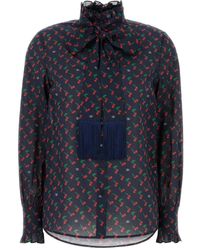 Valentino Garavani - Cherry-print Ruffled Shirt - Lyst