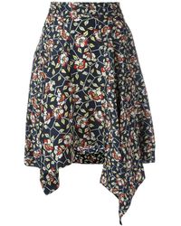Isabel Marant Jupe asymétrique à fleurs - Noir