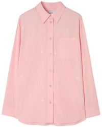 Burberry - Equestrian Knight Design Fil Coupé Gestreepte Katoenen Blouse - Lyst