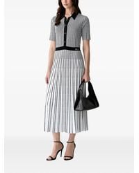 KARL LAGERFELD - Striped Pleated Midi Dress - Lyst