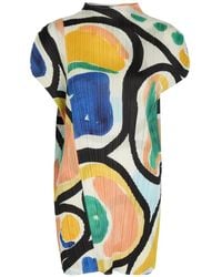 Issey Miyake - Pleated Printed Woven Mini Dress - Lyst