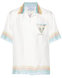 Casablancabrand - Cuban-collar Silk Shirt - Lyst