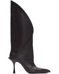 Balmain - Leather Twist Heel Boots 95 - Lyst