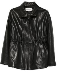 Nour Hammour - Drawstring-Waist Leather Jacket - Lyst