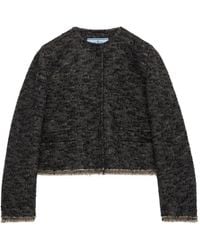 Prada - Wool-Blend Double Tweed Jacket - Lyst