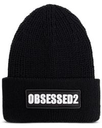 DSquared² - Embroidered Ribbed-Knit Beanie - Lyst