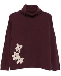 Whyci - Maglieria Floral-Applique Roll-Neck Sweater - Lyst