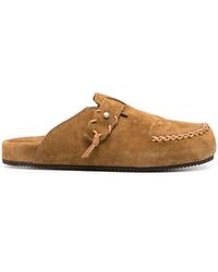 Buttero - Decorative-Stitching Suede Slippers - Lyst